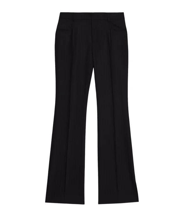 AMI PARIS Pantalon Flare Laine Vierge Noir 1