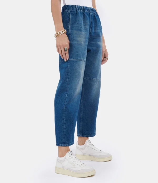 MM6 MAISON MARGIELA Jean Taille Haute Bleu Foncé Délavé 5