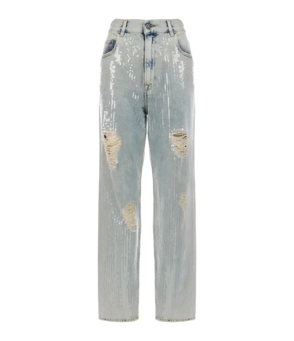 GOLDEN GOOSE Jean Denim Sequins Bleu 1