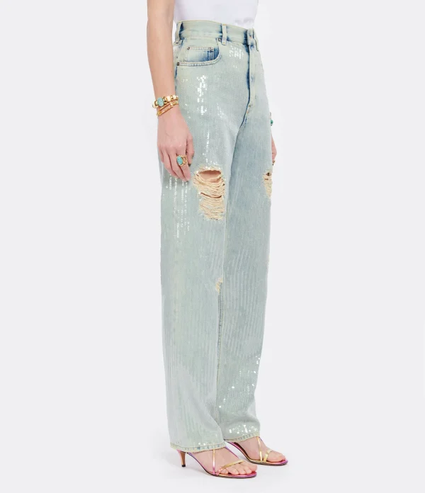 GOLDEN GOOSE Jean Denim Sequins Bleu 5