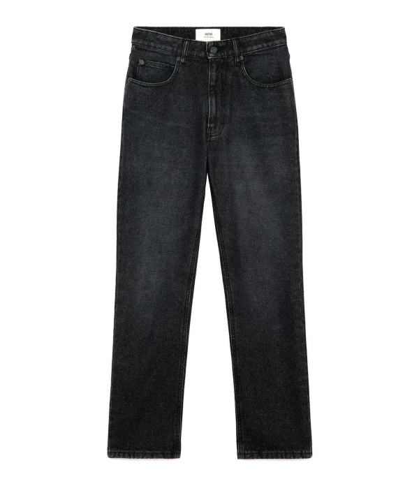 AMI PARIS Jean Droit Denim Noir Délavé 1