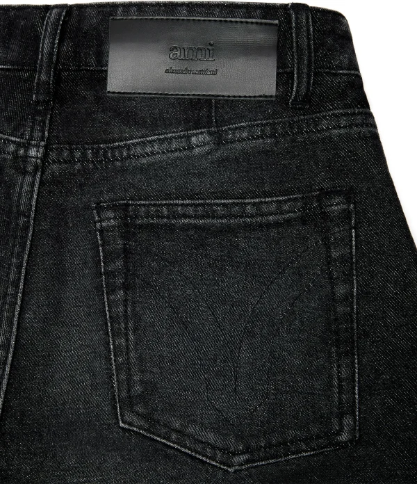 AMI PARIS Jean Droit Denim Noir Délavé 3