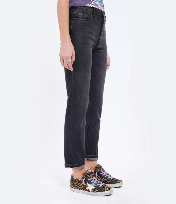 AMI PARIS Jean Droit Denim Noir Délavé 5